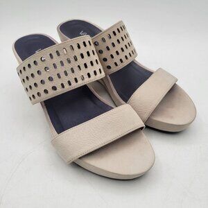 Vaneli Kirima Wedge Slide Sandals Neutral Light Beige Leather Capsule Womens 6.5
